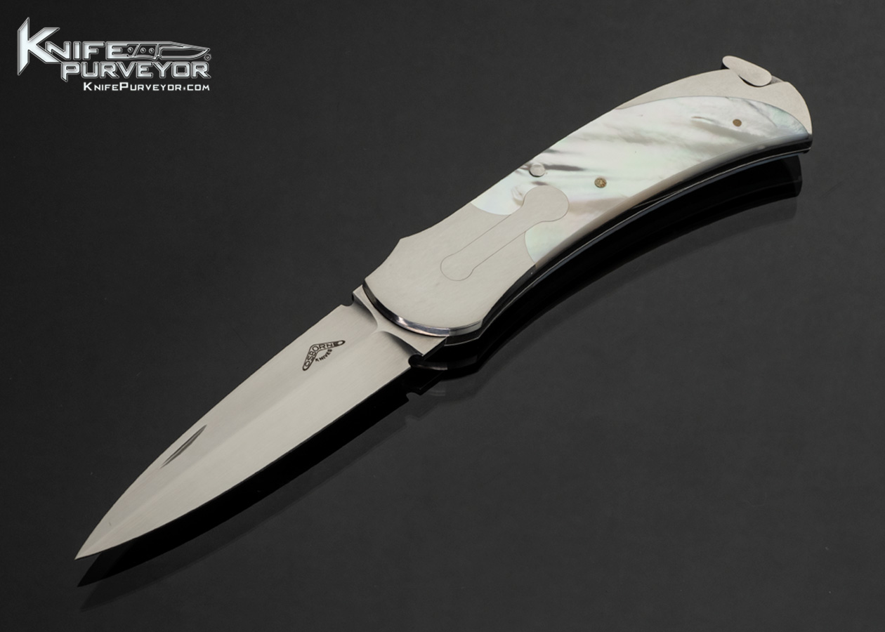 Warren Osborne Custom Knife Stainless Steel with Mother of Pearl Lever Lock #006 17986