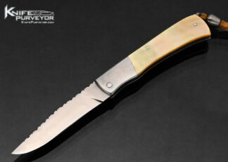 Wayne Valachovic Custom Knife O-1 Steel Blade with Gold Lip Pearl Tail Lock