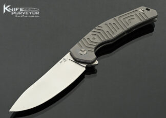 Andrey Biryukov Custom Knife Carved Titanium Frame Lock Flipper