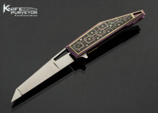Antonio Fogarizzu Custom Knife Black Lip Pearl Inlaid Carbon Fiber Linerlock Flipper 15126