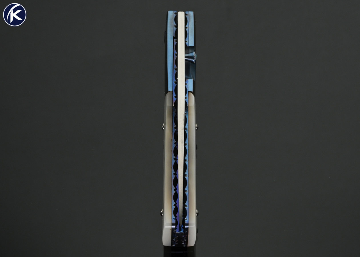 Bill-King-Custom-Knife-Blued-Titanium-and-Mother-of-Pearl-Linerlock-#0114-
