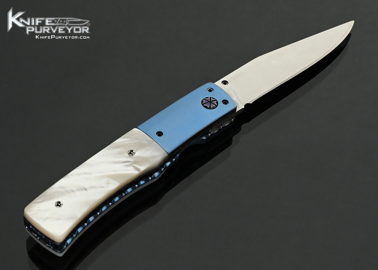 Bill-King-Custom-Knife-Blued-Titanium-and-Mother-of-Pearl-Linerlock-#0114-
