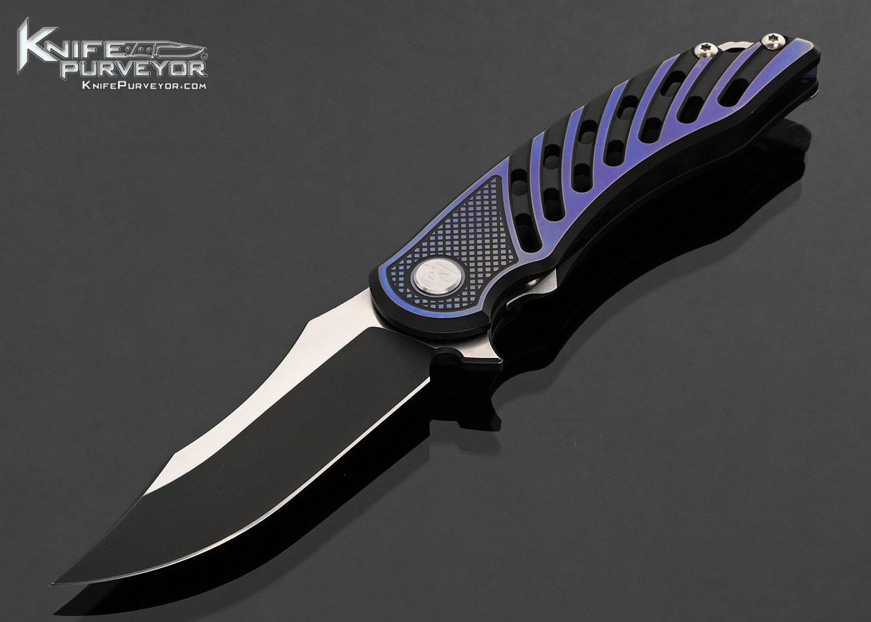 Brian-Nadeau-Custom-Knife-“Cyclone”-Two-Tone-Clip-Point-with-Milled-Anodized-Titanium-Framelock-Flipper-