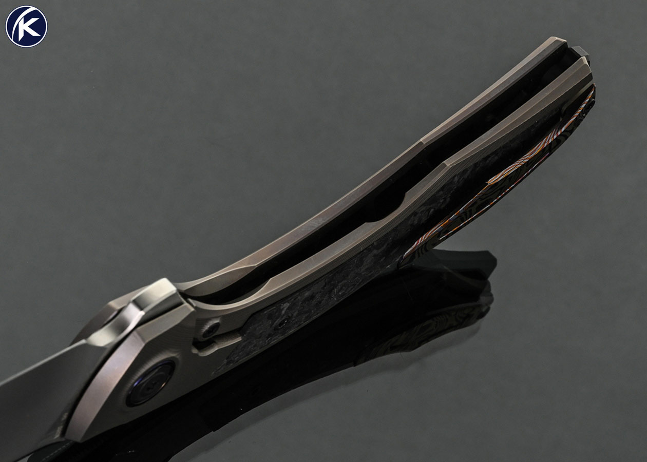 CKF-(Custom-Knife-Factory)-Custom-Knife-Ablya-Flipper-with-Bronze-Titanium-and-Fancy-Carbon-Fiber-Interframe-with-ZircuTi-Clip-#155-