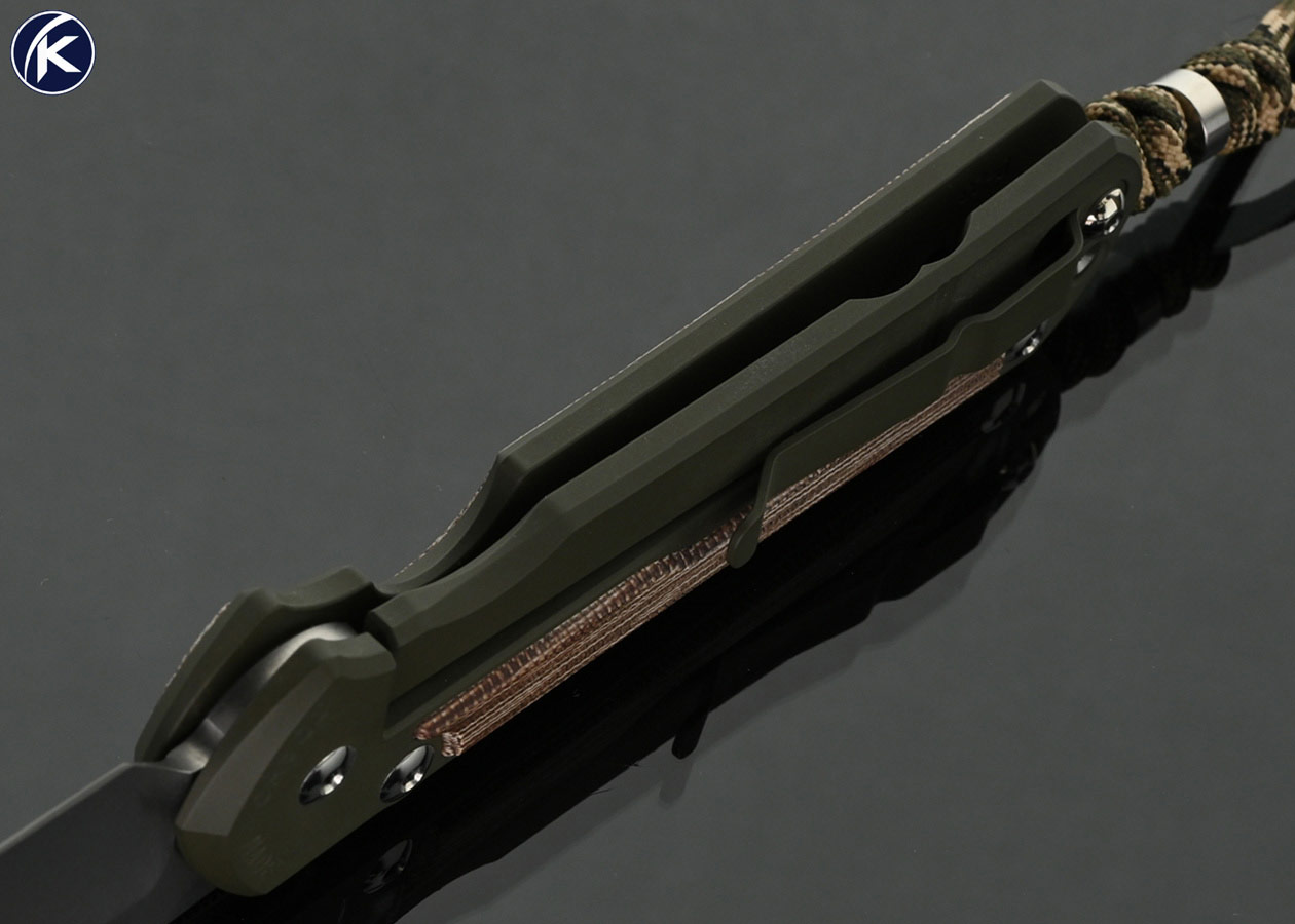Chris-Reeve-Knives-Custom-Knife-Large-Sebenza-31-OD-Green-Cerakote-Inlaid-with-Natural-Canvas-Micarta-NW-Knives-Exclusive-1-of-16-