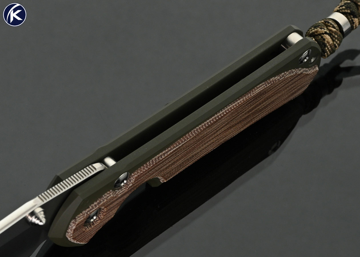 Chris-Reeve-Knives-Custom-Knife-Large-Sebenza-31-OD-Green-Cerakote-Inlaid-with-Natural-Canvas-Micarta-NW-Knives-Exclusive-1-of-16-