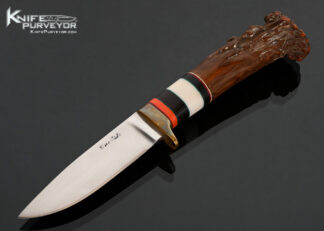 Dave Ricke Custom Knife Crown Stag Small Hunter with Leather Sheath 18065