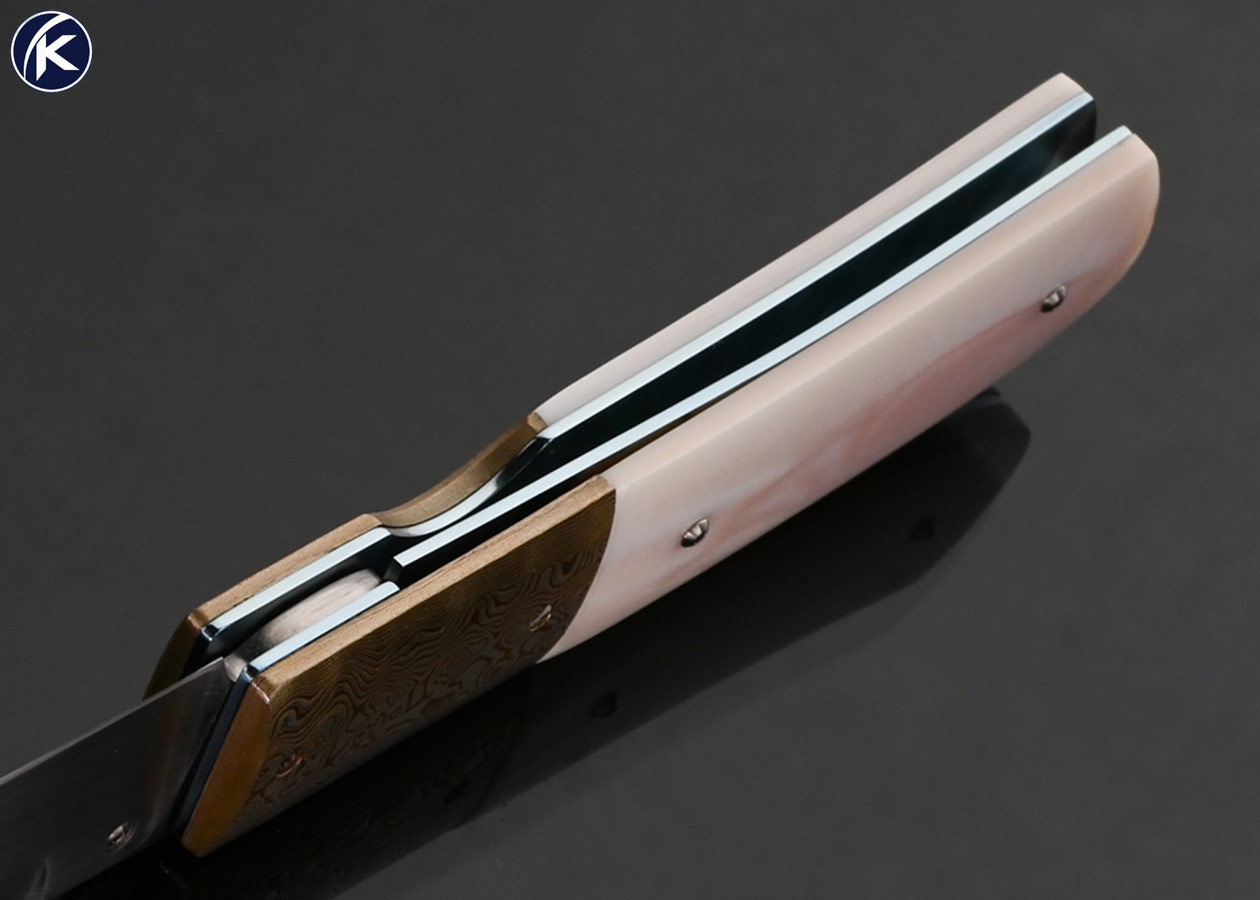 Frank Centofante Custom Knife Pink Pearl and Mokume Linerlock - Image 5