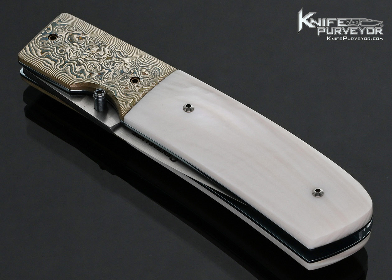 Frank Centofante Custom Knife Pink Pearl and Mokume Linerlock - Image 2