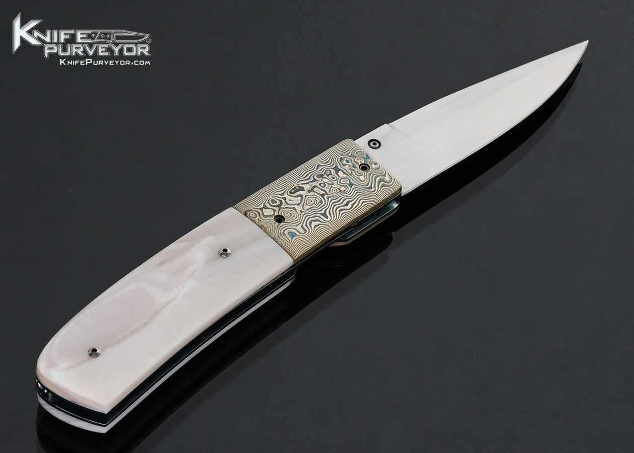 Frank Centofante Custom Knife Pink Pearl and Mokume Linerlock - Image 3