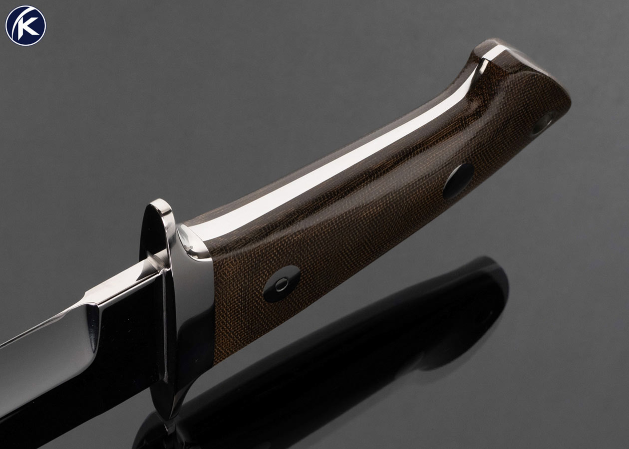 Hajime Ozaki Custom Knife Canvas Micarta Bob Loveless Design Battle Knife with Leather Sheath