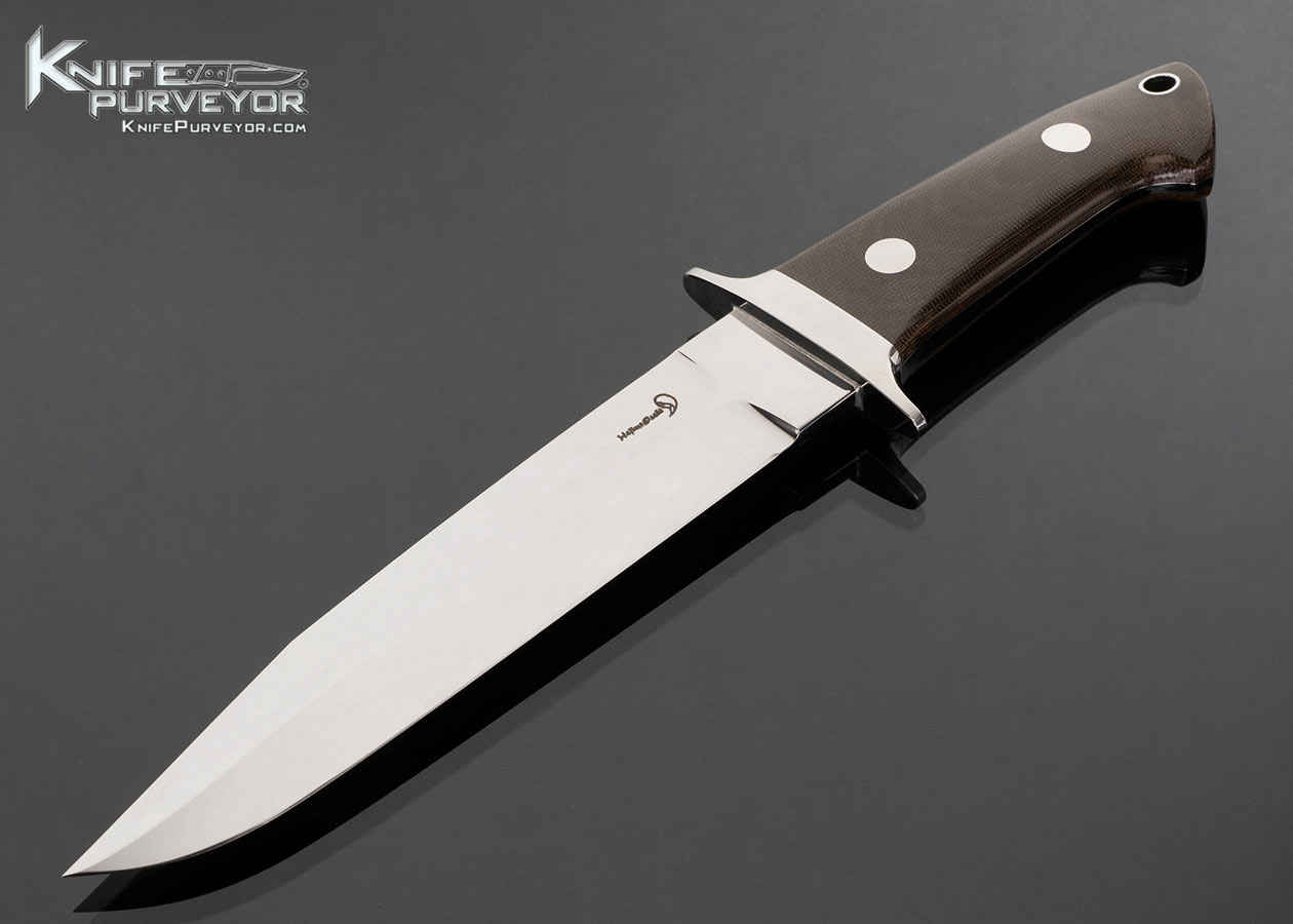 Hajime Ozaki Custom Knife Canvas Micarta Bob Loveless Design Battle Knife with Leather Sheath