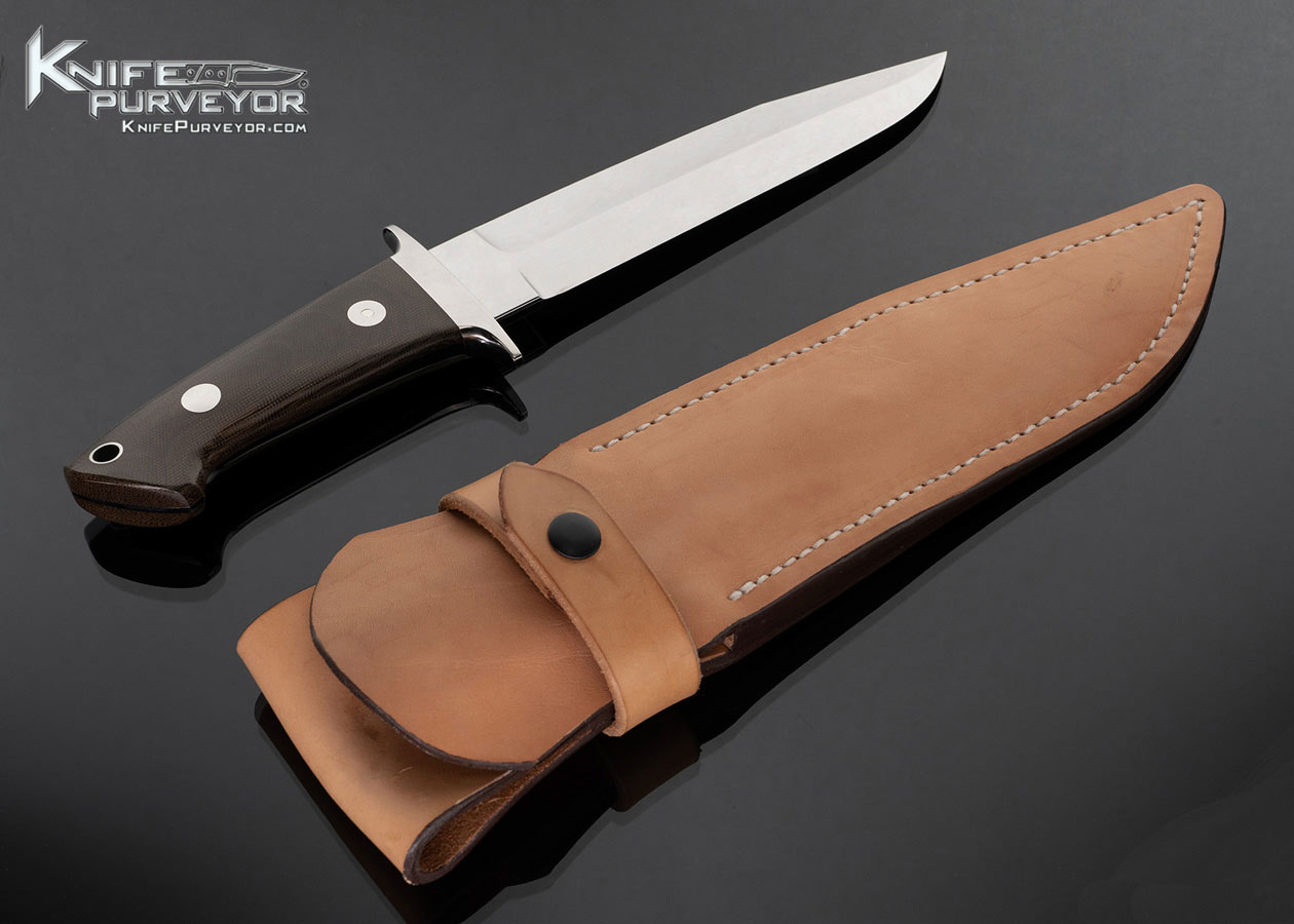 Hajime Ozaki Custom Knife Canvas Micarta Bob Loveless Design Battle Knife with Leather Sheath