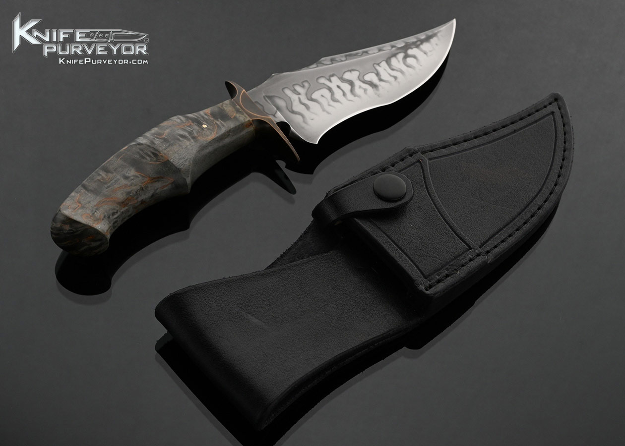 Jan-Hafinec-Custom-Knife-Hamon-with-Bronze-Guard-and-Maple-Burl-Wood-with-Sheath-