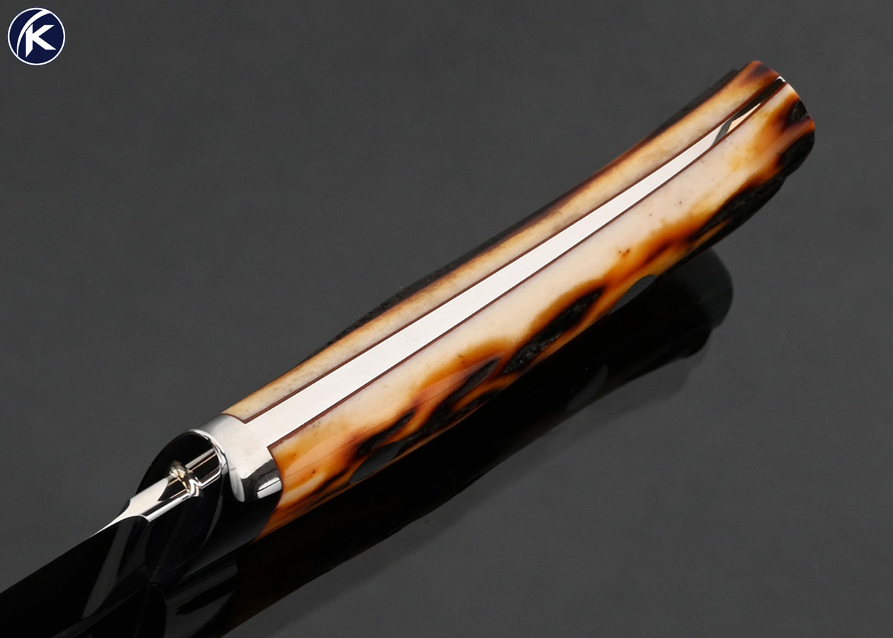 John Young Custom Knife Amber Stag Small Hunter 18068