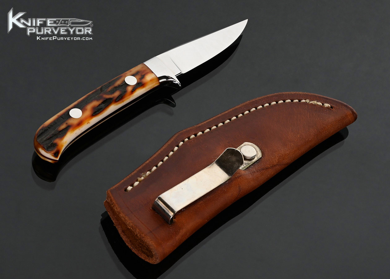 John Young Custom Knife Amber Stag Small Hunter - Image 2