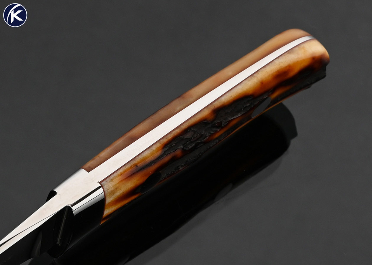John Young Custom Knife Amber Stag Small Hunter - Image 3