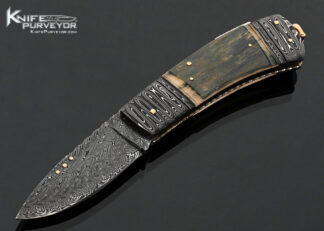 Kay Embertsen Custom Knife Sole Authorship Damascus and Mammoth Lockback 18033