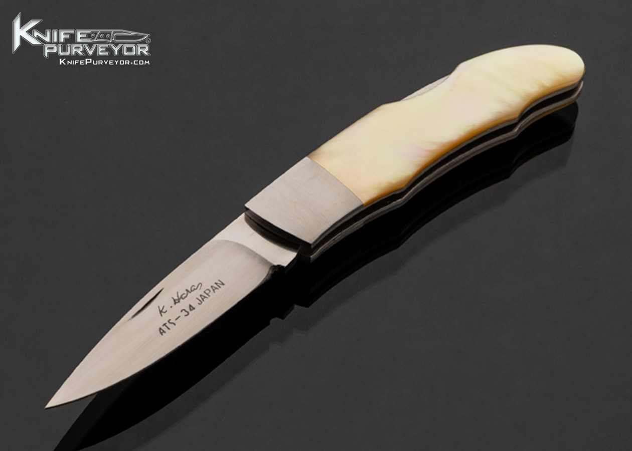 Koji Hara Custom Knife Gold Lip Pearl Lockback 17542