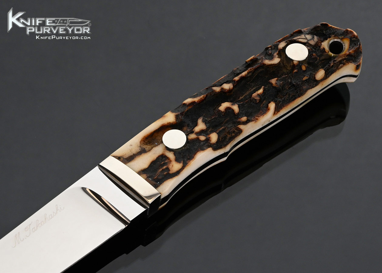 Masao Takahashi Custom Knife Stag Hunter with Leather Sheath - Image 2