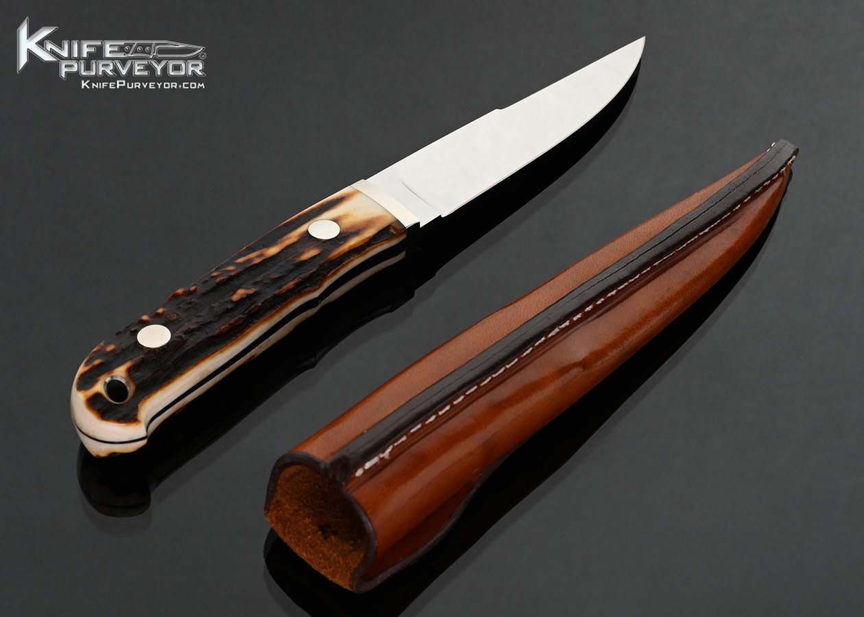Masao Takahashi Custom Knife Stag Hunter with Leather Sheath - Image 3