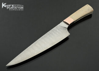 Philip Baldwin Custom Knife Sole Authorship Damascus and Mokume with Bone Chef's Knife 18058