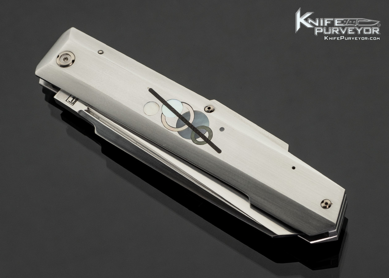 Remy Dupoux Custom Knife Model VF with Z40 Frame with Carbon Fiber, Pearl, and Black Lip Pearl Inlays Lockback - Image 2