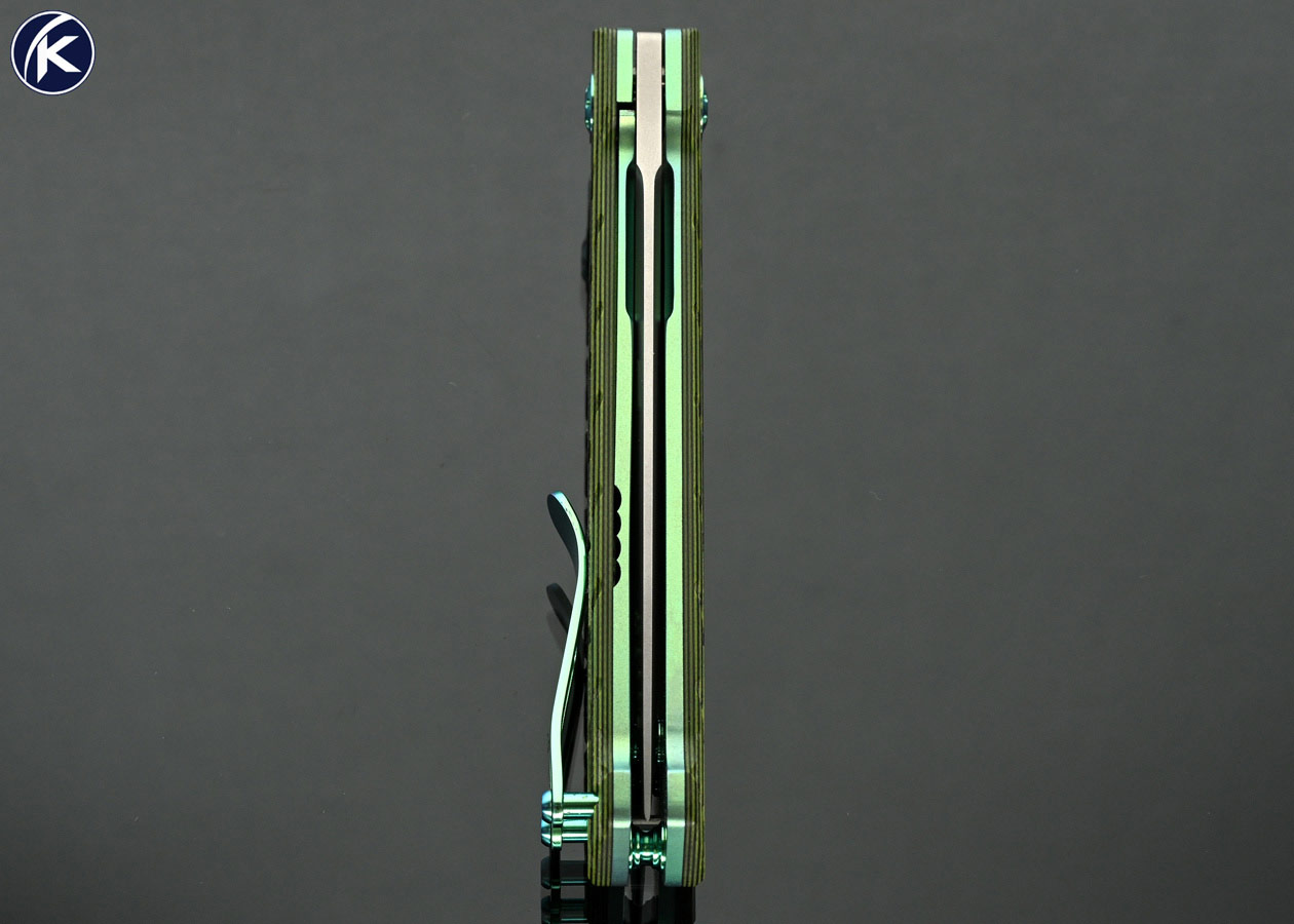 Richard-Rogers-Custom-Knife-AXIOM-Black-and-Green-G-10-Frag-Pattern-Flipper-Linerlock-