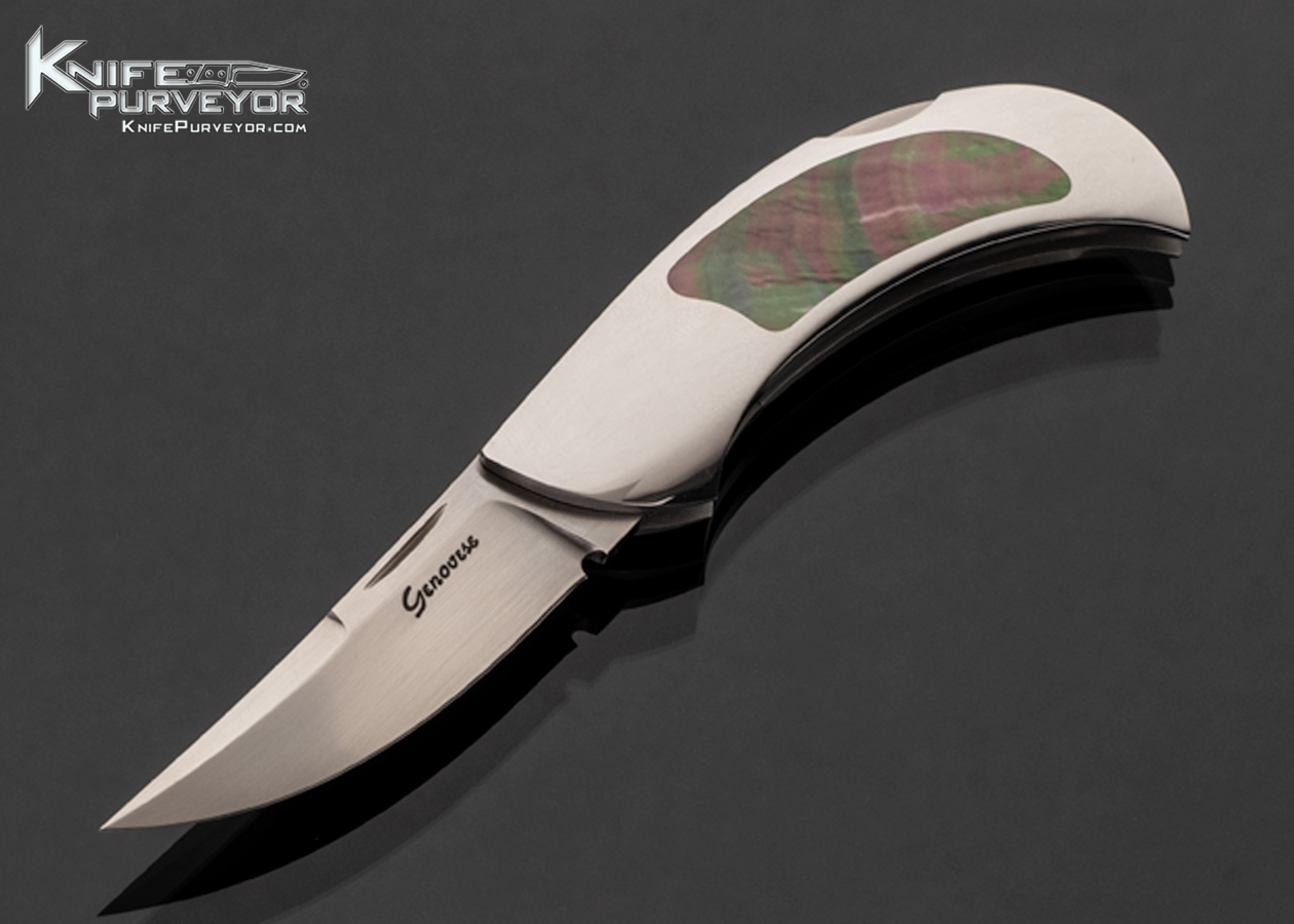 Rick Genovese Custom Knife Black Lip Pearl Lockback 17525