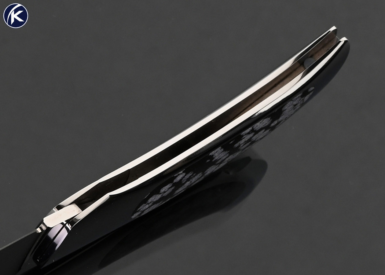 Rick Genovese Custom Knife Snowflake Obsidian Interframe Lockback - Image 5