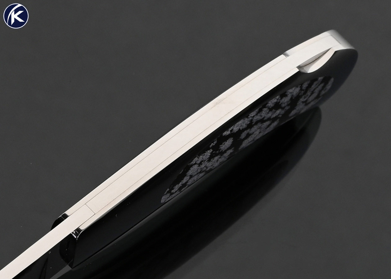 Rick Genovese Custom Knife Snowflake Obsidian Interframe Lockback - Image 4