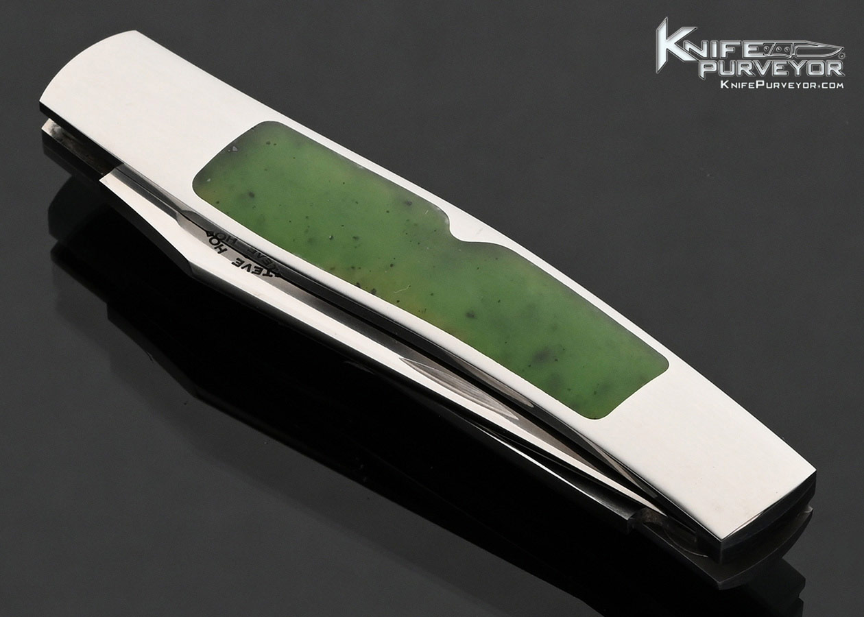 Steve Hoel Custom Knife 2 Blade Green Jade Interframe Slipjoint - Image 2