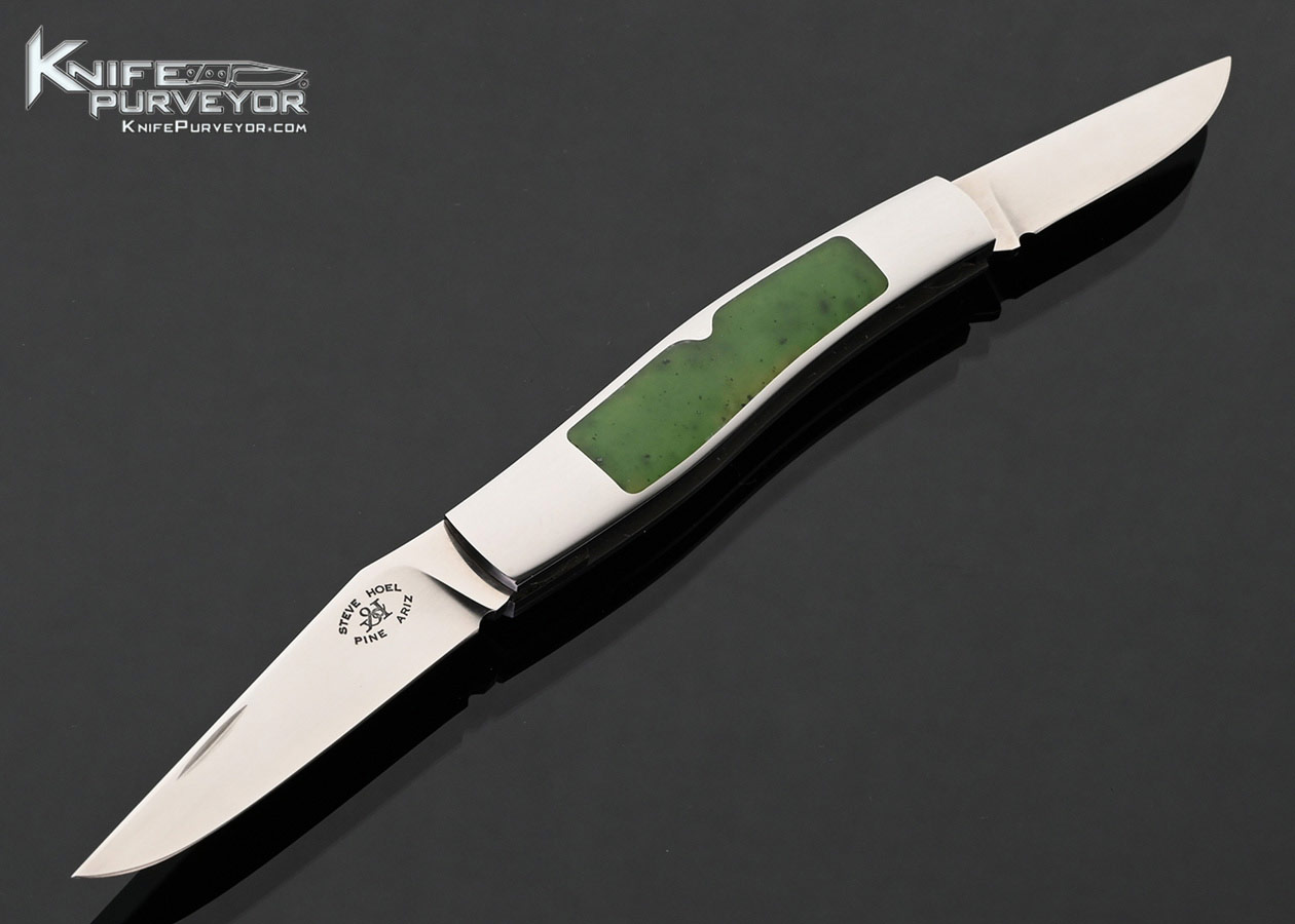 Steve Hoel Custom Knife 2 Blade Green Jade Interframe Slipjoint 18035
