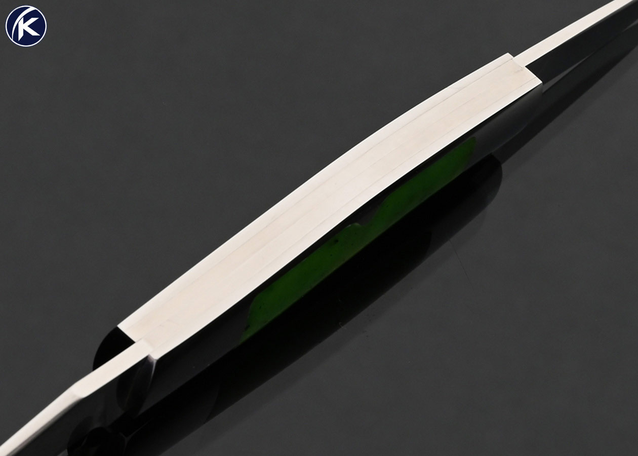 Steve Hoel Custom Knife 2 Blade Green Jade Interframe Slipjoint - Image 4
