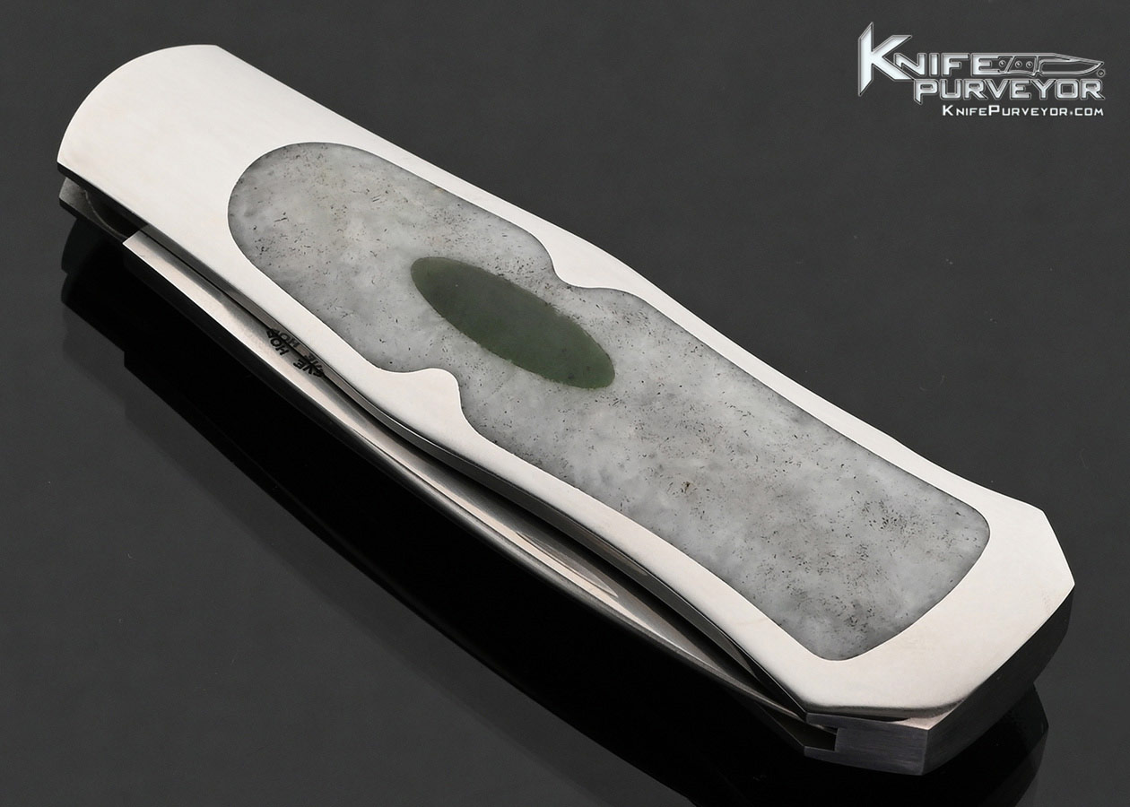 Steve Hoel Custom Knife Burmese Jade Interframe Coke Bottle Lockback Dagger - Image 2