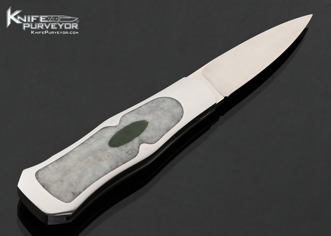 Steve Hoel Custom Knife Burmese Jade Interframe Coke Bottle Lockback Dagger - Image 3