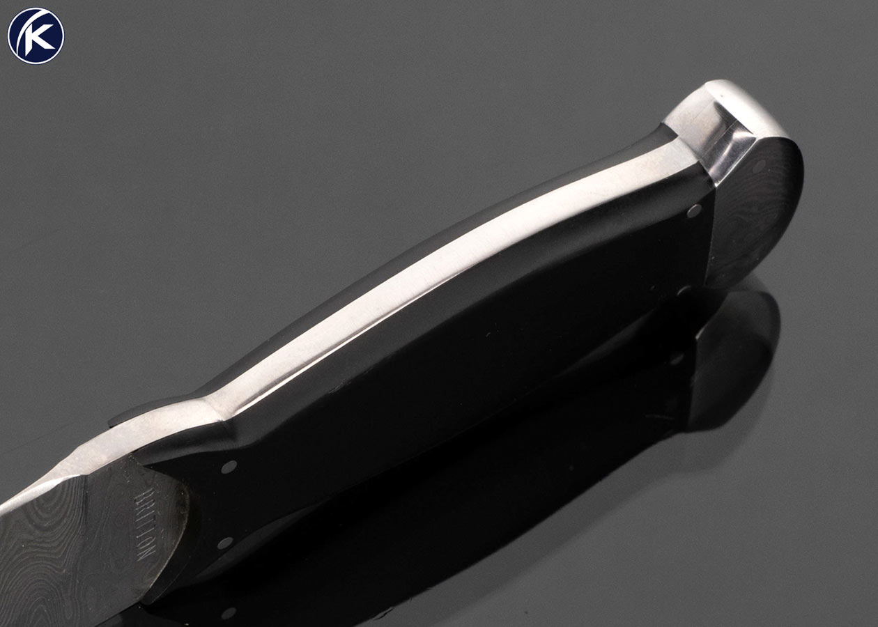 Tim Britton Custom Knife Damascus with Black Micarta Fixed Blade
