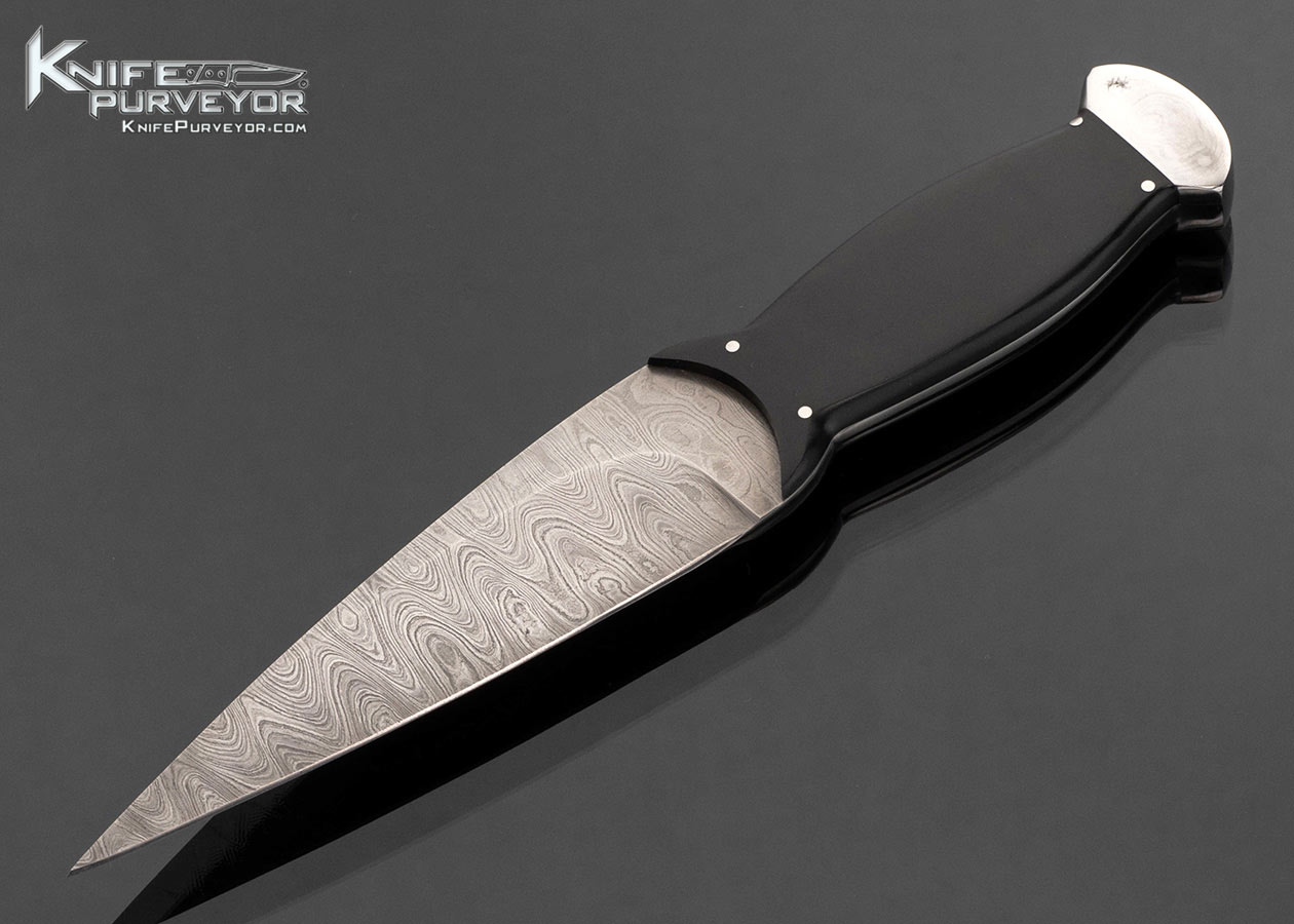 Tim Britton Custom Knife Damascus with Black Micarta Fixed Blade