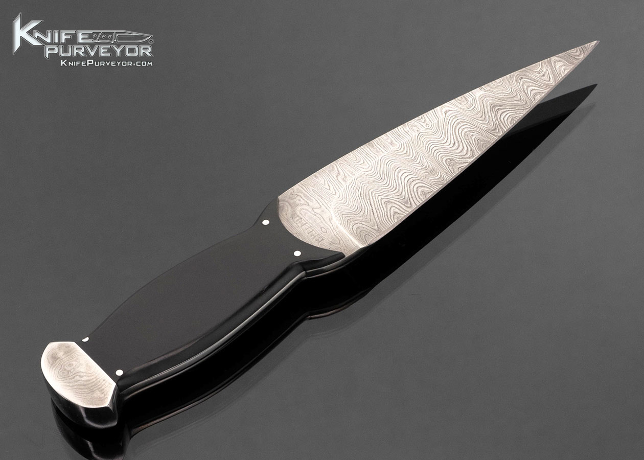 Tim Britton Custom Knife Damascus with Black Micarta Fixed Blade