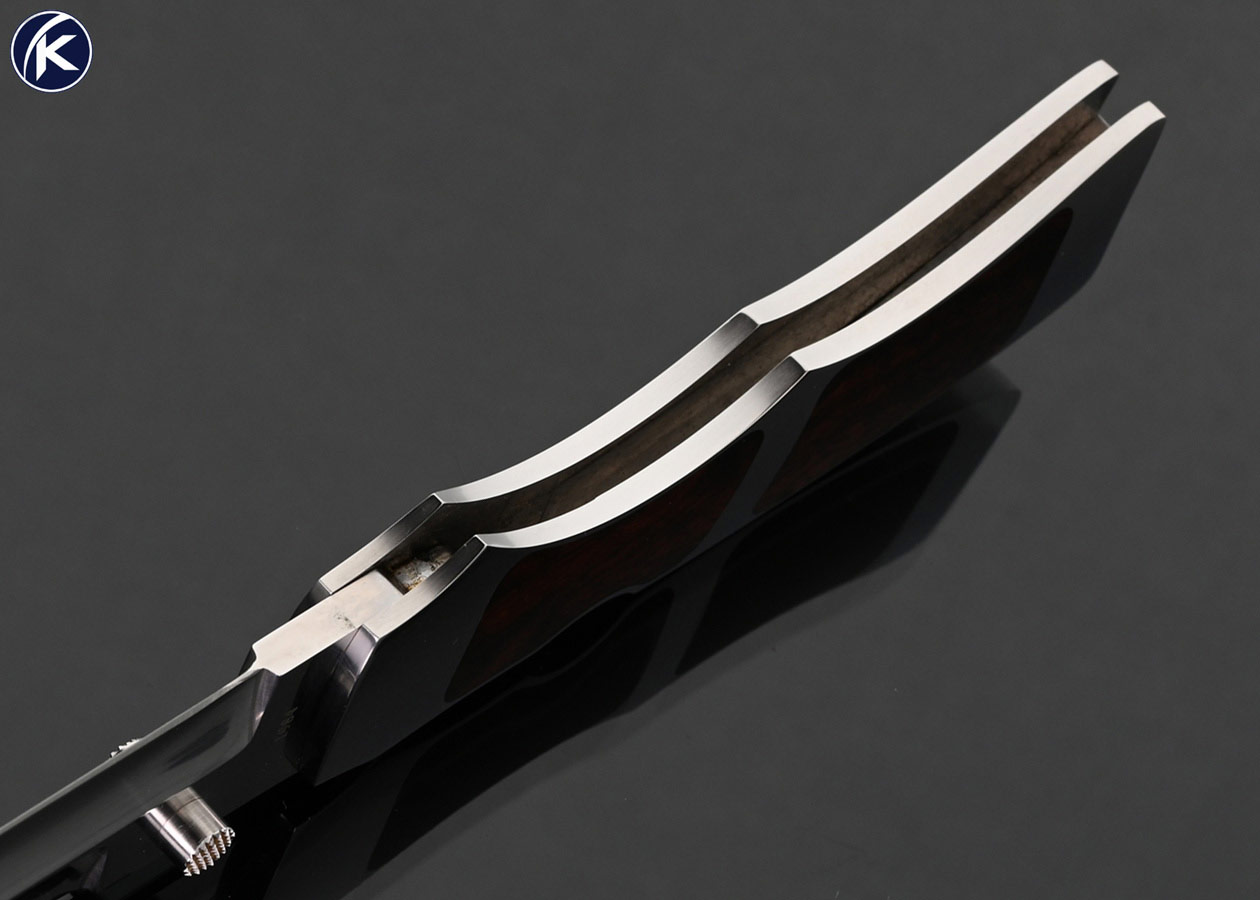Tom Overeynder Custom Knife 1984 Cocobolo Wood Double Interframe Folding Boot Knife Front Lock - Image 5