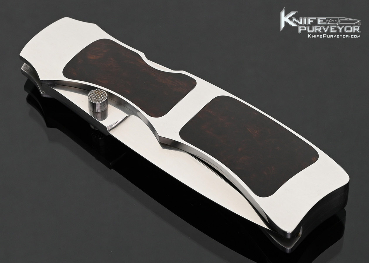 Tom Overeynder Custom Knife 1984 Cocobolo Wood Double Interframe Folding Boot Knife Front Lock - Image 2