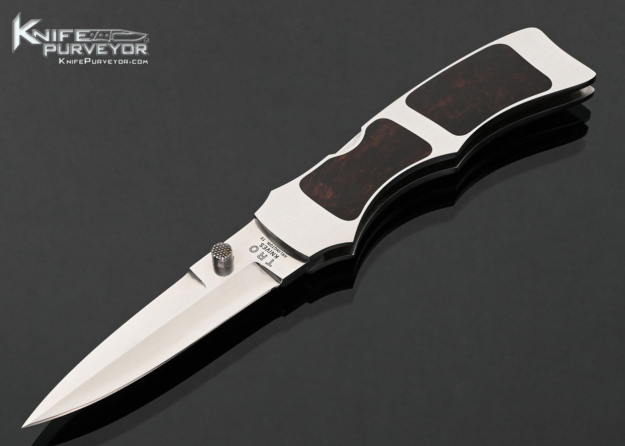 Tom Overeynder Custom Knife 1984 Cocobolo Wood Double Interframe Folding Boot Knife Frontlock 18034