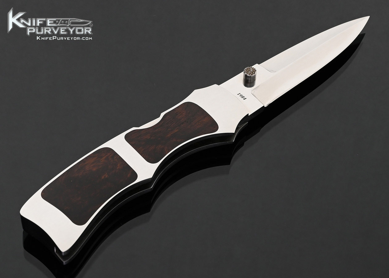 Tom Overeynder Custom Knife 1984 Cocobolo Wood Double Interframe Folding Boot Knife Front Lock - Image 3