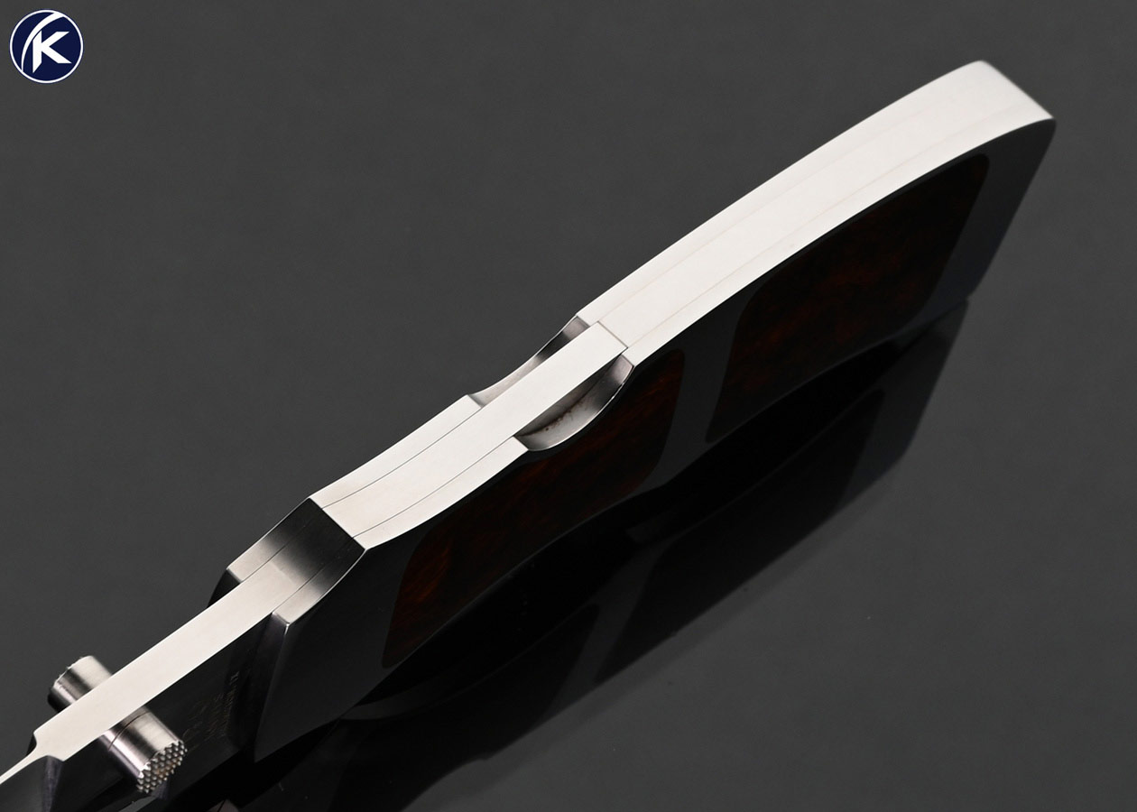 Tom Overeynder Custom Knife 1984 Cocobolo Wood Double Interframe Folding Boot Knife Front Lock - Image 4