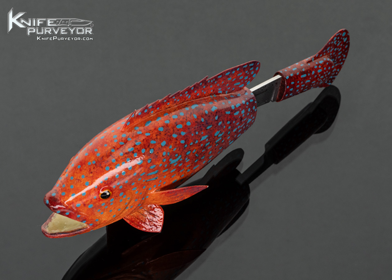 Tsuguo Kurosawa Custom Knife Coral Trout with San Mai Damascus Blade 18086
