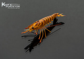 Tsuguo Kurosawa Custom Knife Painted and Lacquered Wood Handle Japanese Kuruma Prawn (Tiger Shrimp) with San Mai Damascus Blade 18087