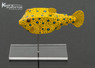 Tsuguo Kurosawa Custom Knife Yellow Boxfish (Ostracion Cubicus) with Tanto Style Blade 18089