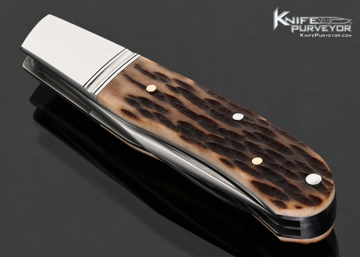 Warren Osborne Custom Knife 2 Blade Jigged Bone Slip Joint - Image 2