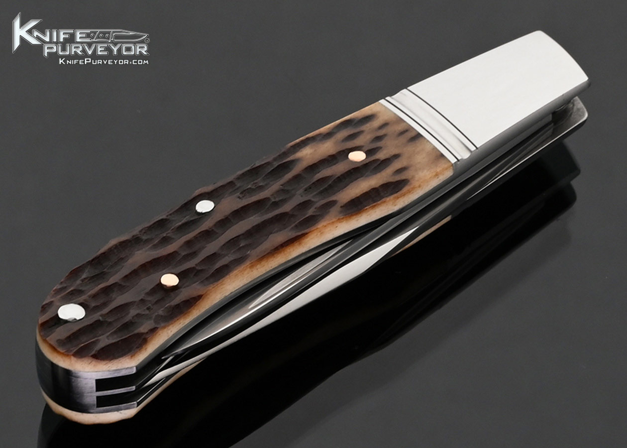 Warren Osborne Custom Knife 2 Blade Jigged Bone Slip Joint - Image 4