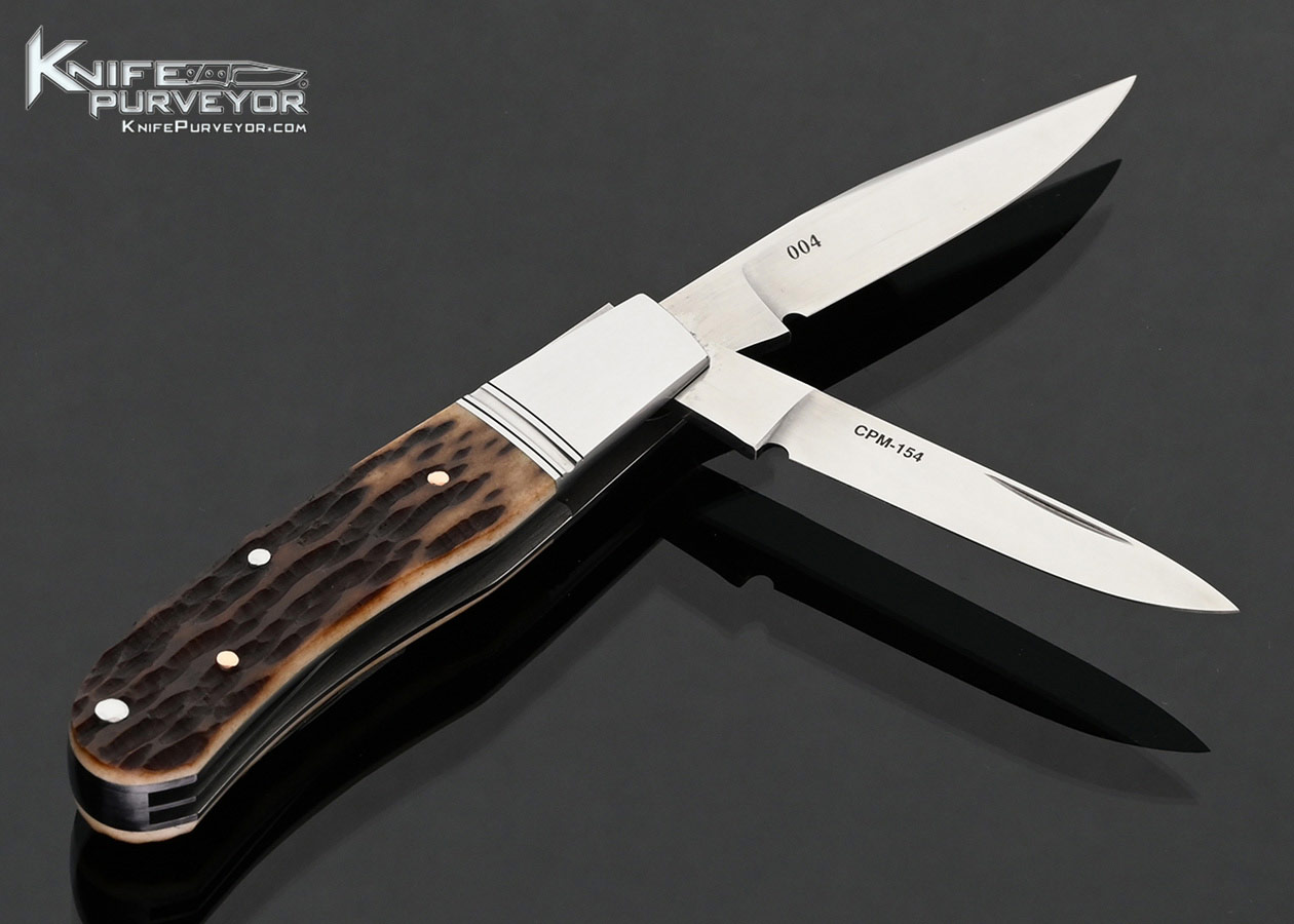 Warren Osborne Custom Knife 2 Blade Jigged Bone Slip Joint - Image 3